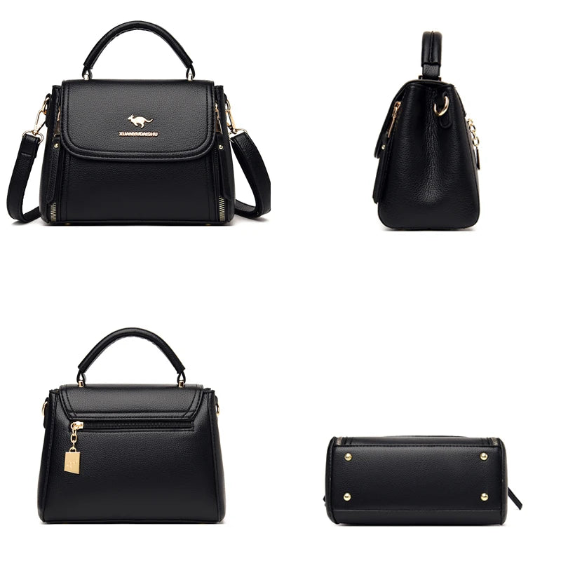 Bolsa Ombro Preta Couro Prione